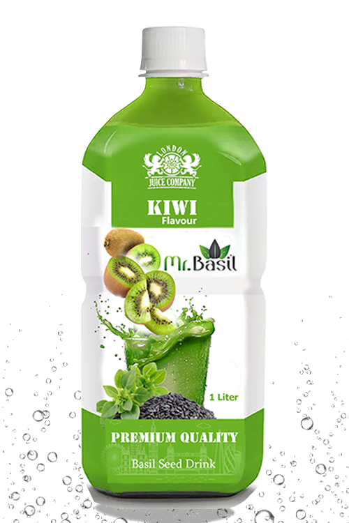 Kiwi basil seed drink in 1 liter bottle with green color