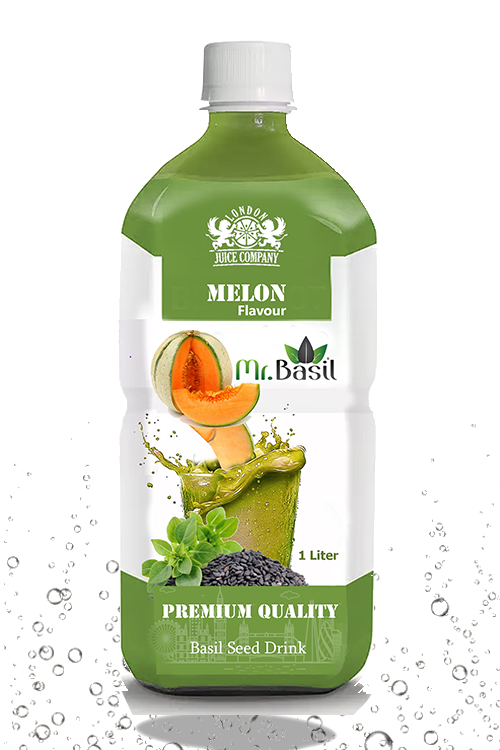 Melon basil seed drink in 1 liter bottle with green color